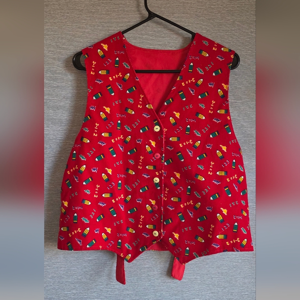 Red Patterned Math Womens Vest